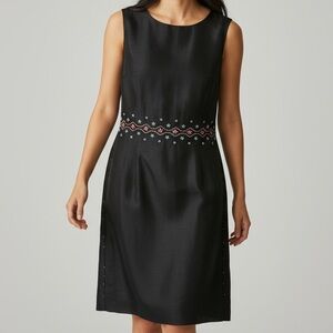 VTG Harold’s 100% silk size L Elegant Black Sheath Sleeveless Embroidered dress